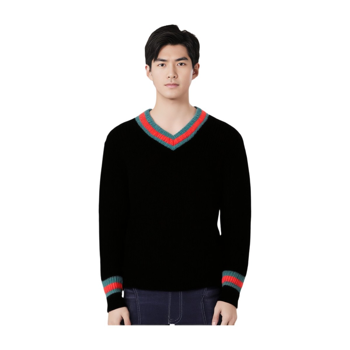 Stussy FW22 V-Neck Pullover Wool Sweater Gray