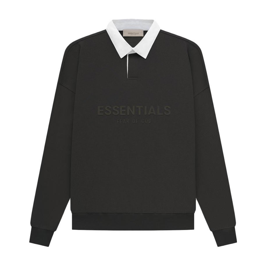 Fear of God Essentials SS23 Waffle Henley Rugby Off Black