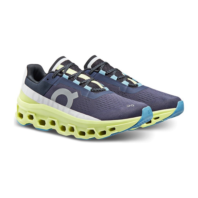 On Cloudmonster Black Grass Yellow