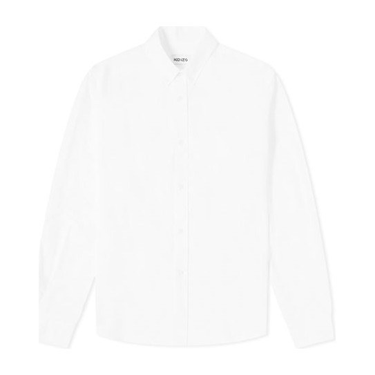 KENZO FW21 Logo Embroidered Long Sleeve Shirt White