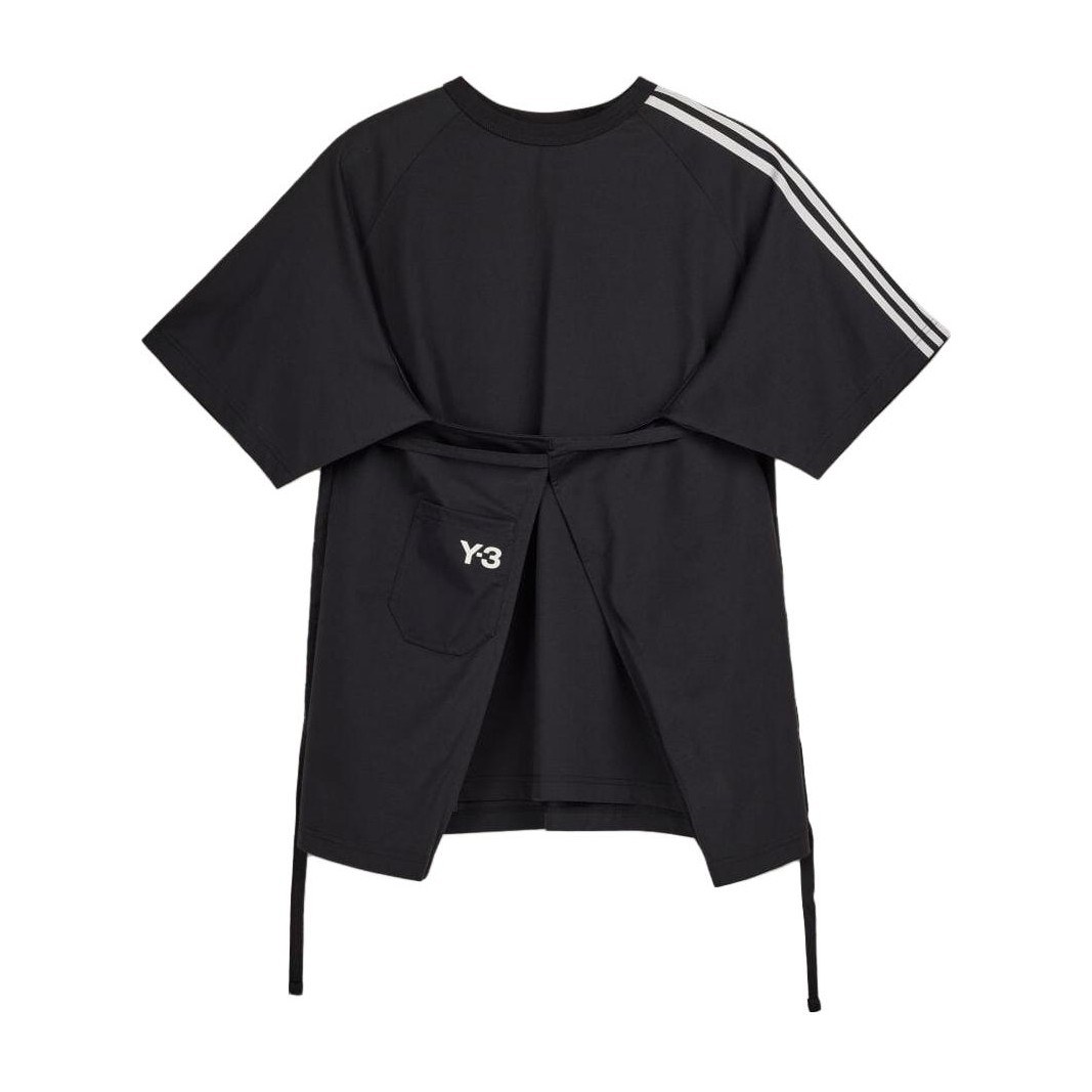 Y-3 Striped Loose Crewneck T-Shirt Black