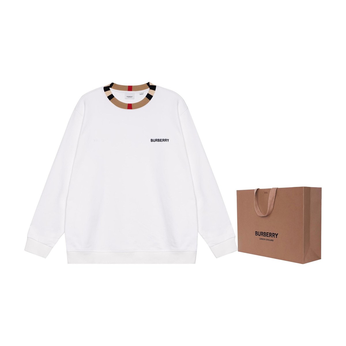 Burberry Logo Print Crewneck Sweatshirt White