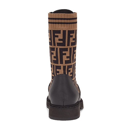 Fendi FF Motif Leather Biker Boots Black