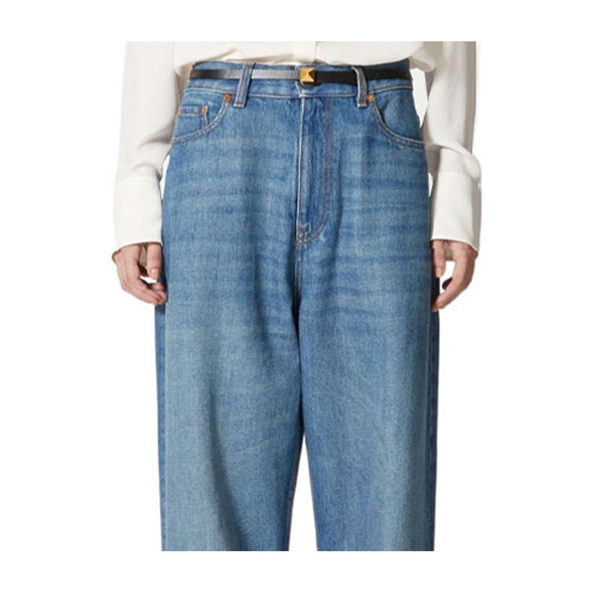 Valentino FW22 Washed Straight Jeans Blue