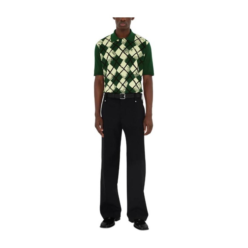 Burberry Colorblock Diamond Knit Polo Shirt Green