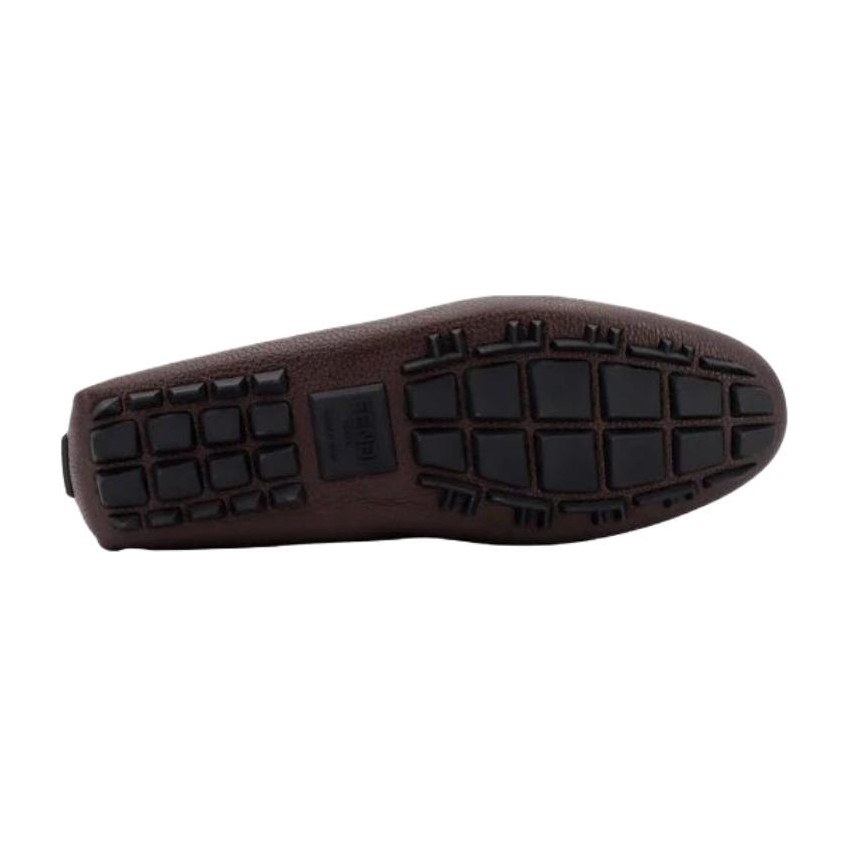 Fendi Leather Slip-On Loafers Brown
