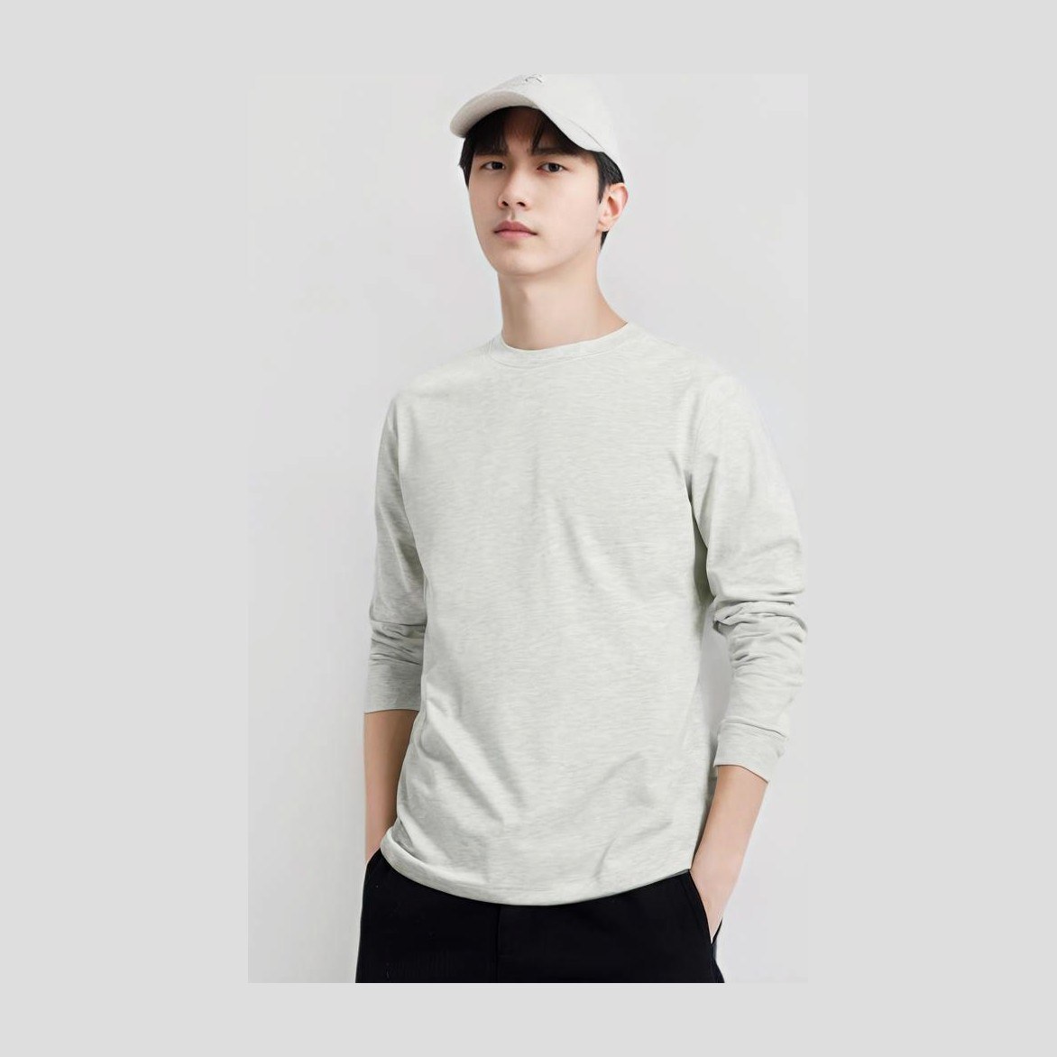 Fear of God Essentials Long Sleeve Tee Light Heather Oatmeal