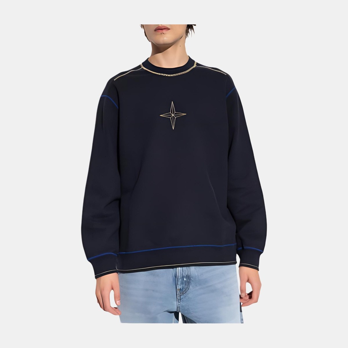 Stone Island Logo Crewneck Sweatshirt Blue