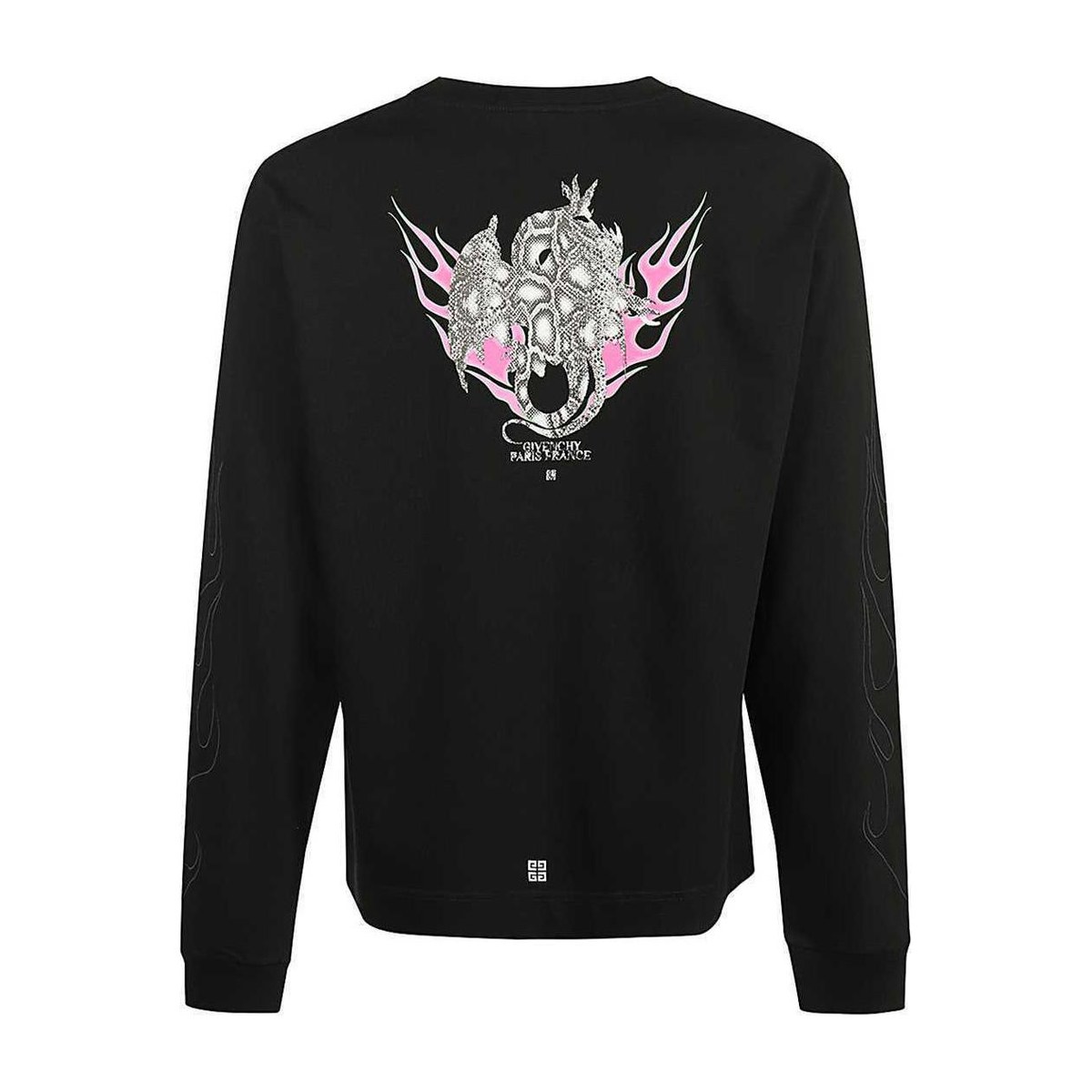 Givenchy SS24 Logo Flame Print Long Sleeve T-Shirt Black