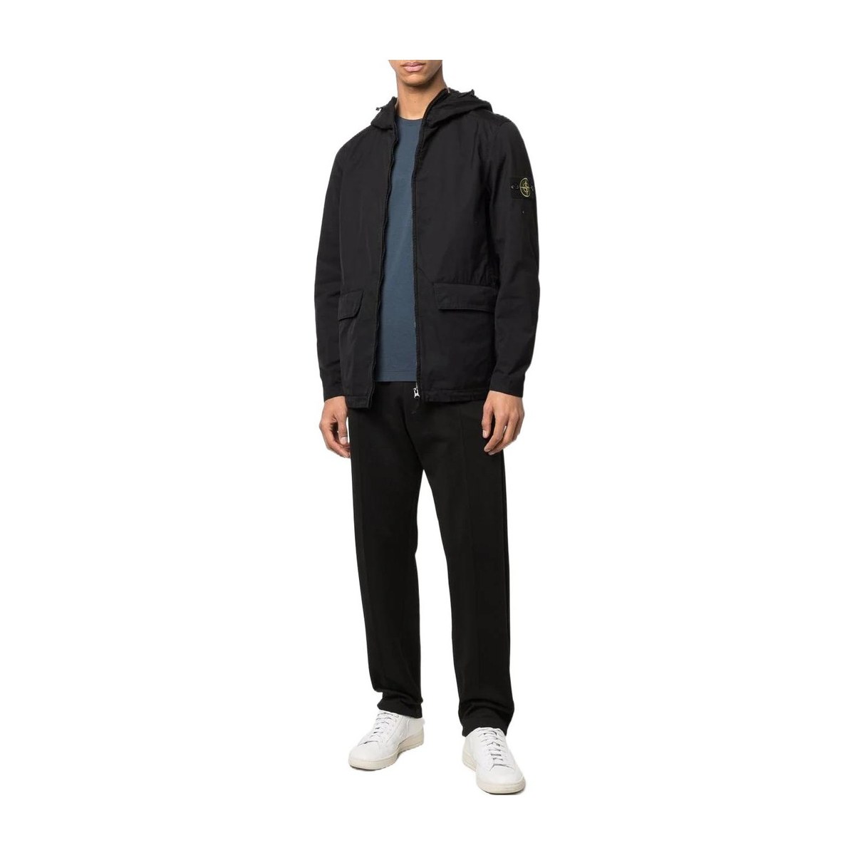 Stone Island Compass Badge Zip Hoodie Black