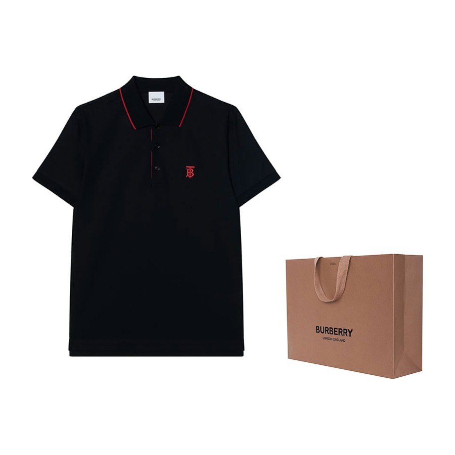 Burberry Logo Embroidered Polo Shirt Black