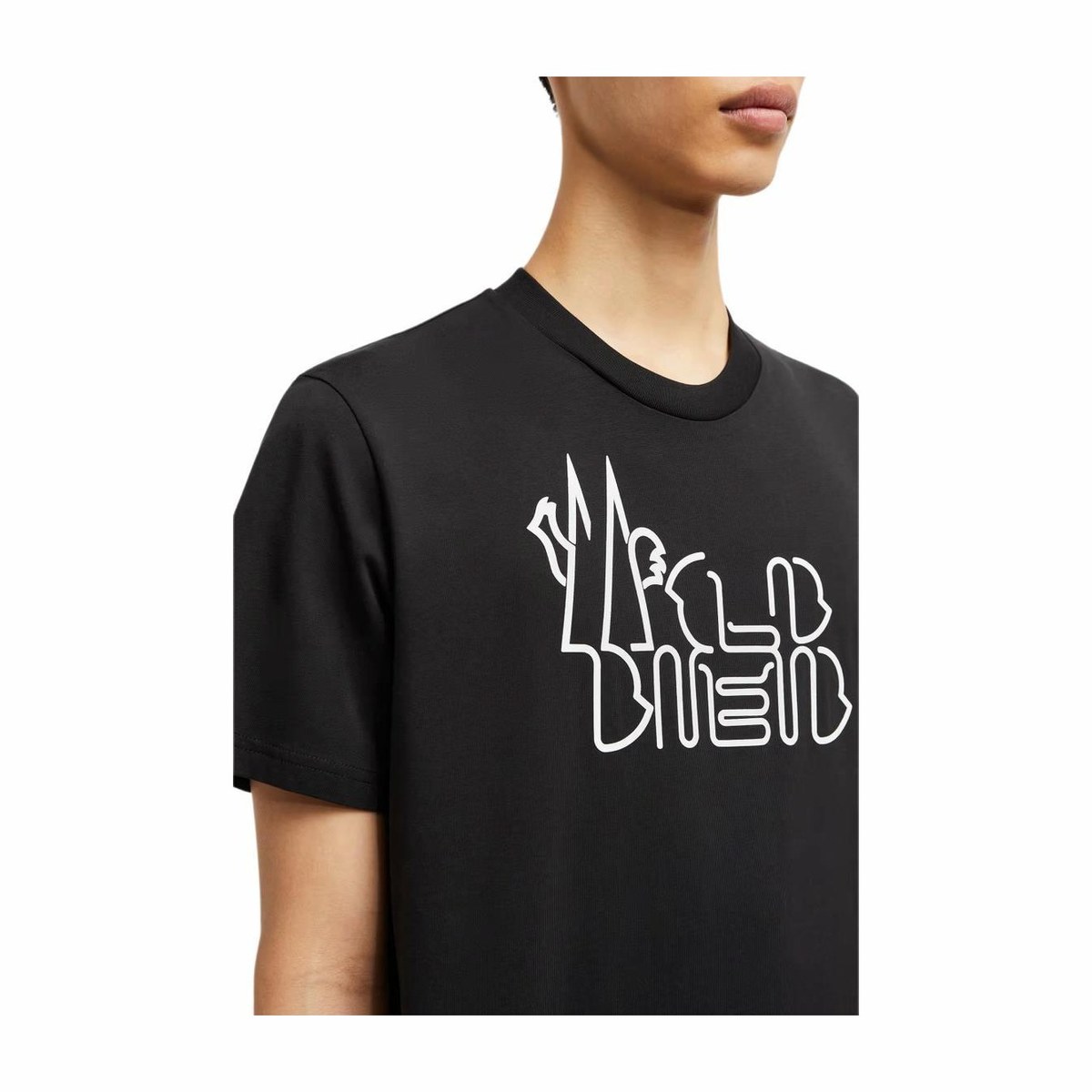 Moncler SS25 Curve Logo Cotton T-Shirt Black