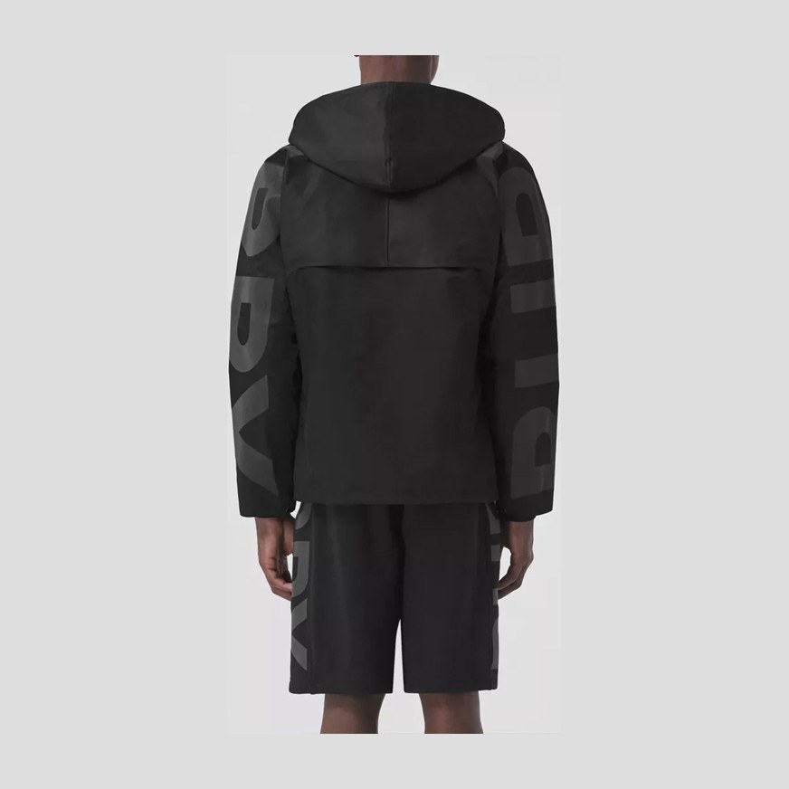 Burberry Letter Print Hoodie Jacket Black