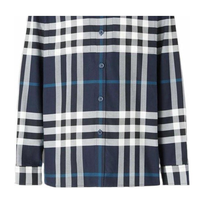 Burberry FW22 Check Single-Breasted Shirt Blue