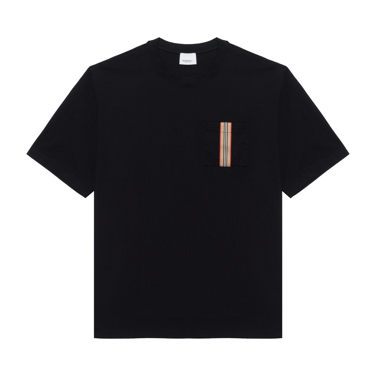 Burberry SS24 Striped Applique Crewneck T-Shirt Black