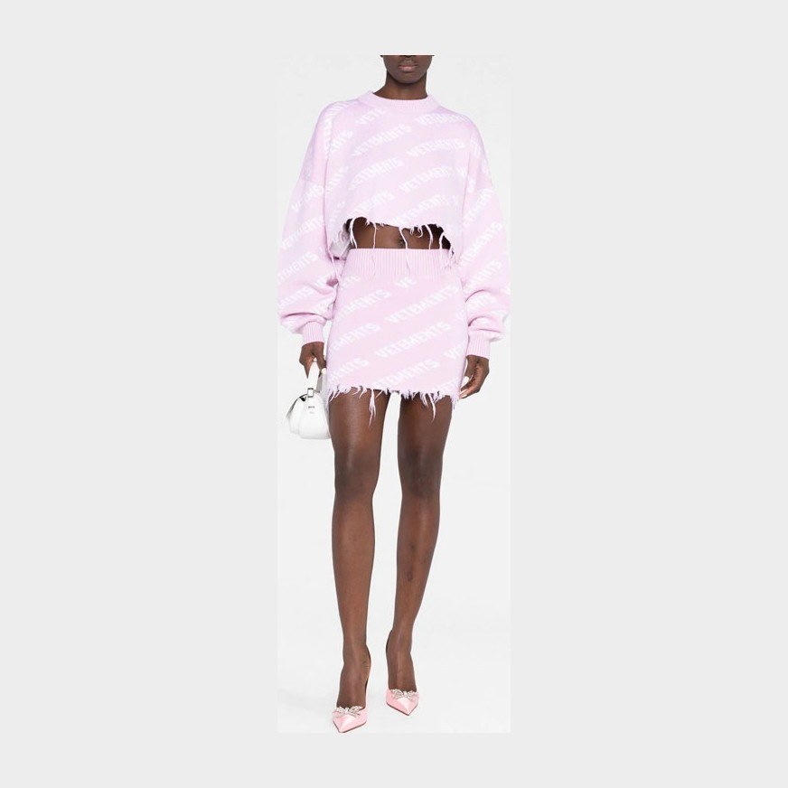 Vetements Logo Jacquard Skirt Pink