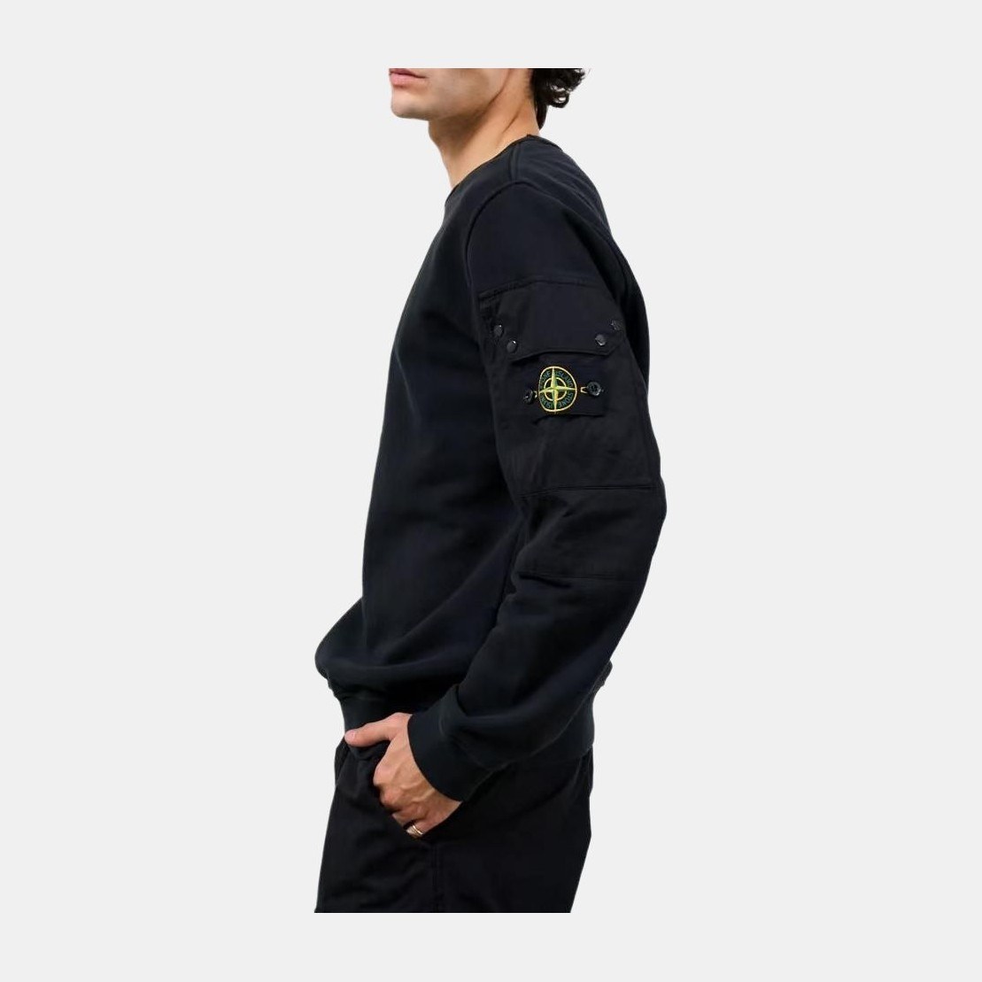 Stone Island Logo Crewneck Sweatshirt Black