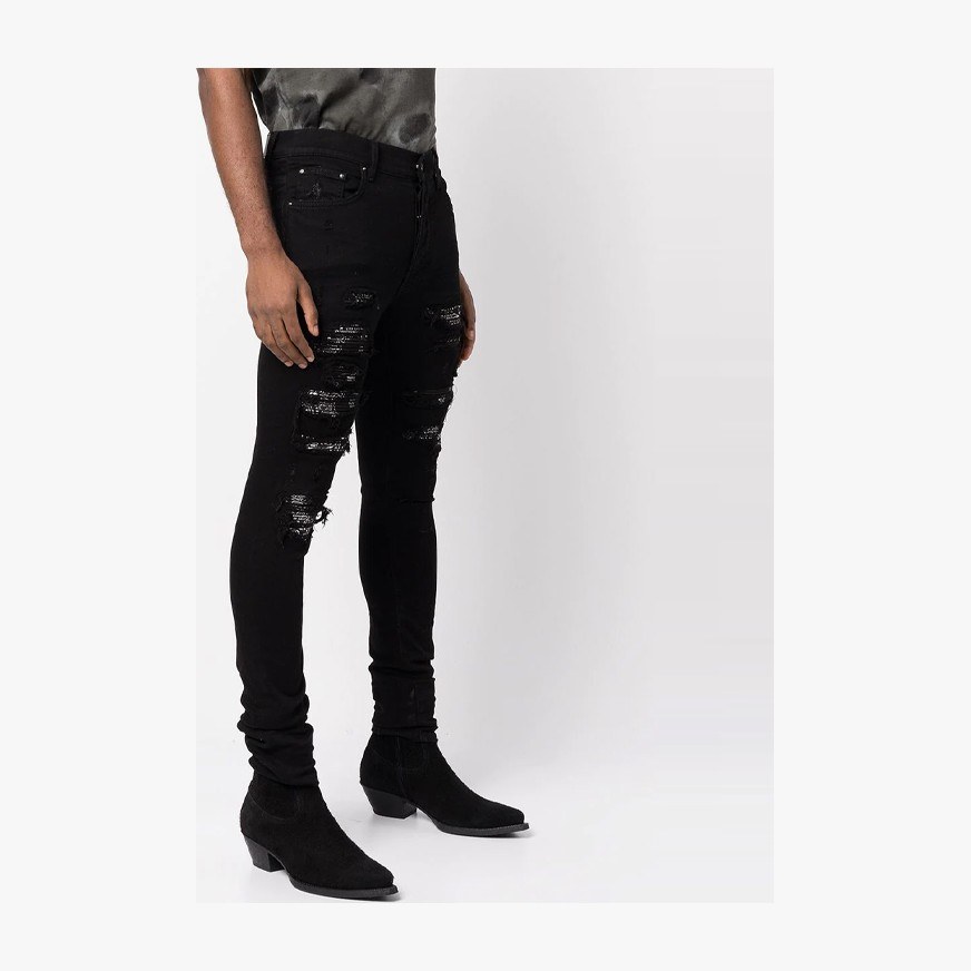 AMIRI FW21 Distressed Slim Jeans Black