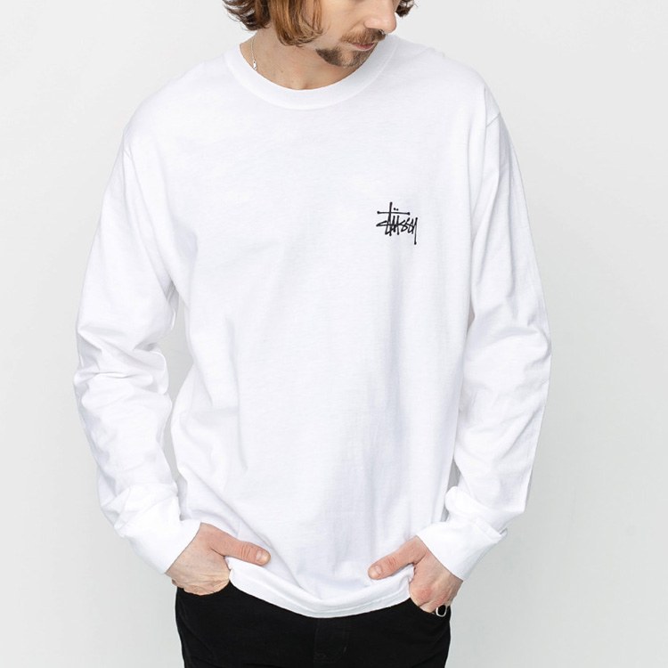 Stussy Basic L/S Tee White