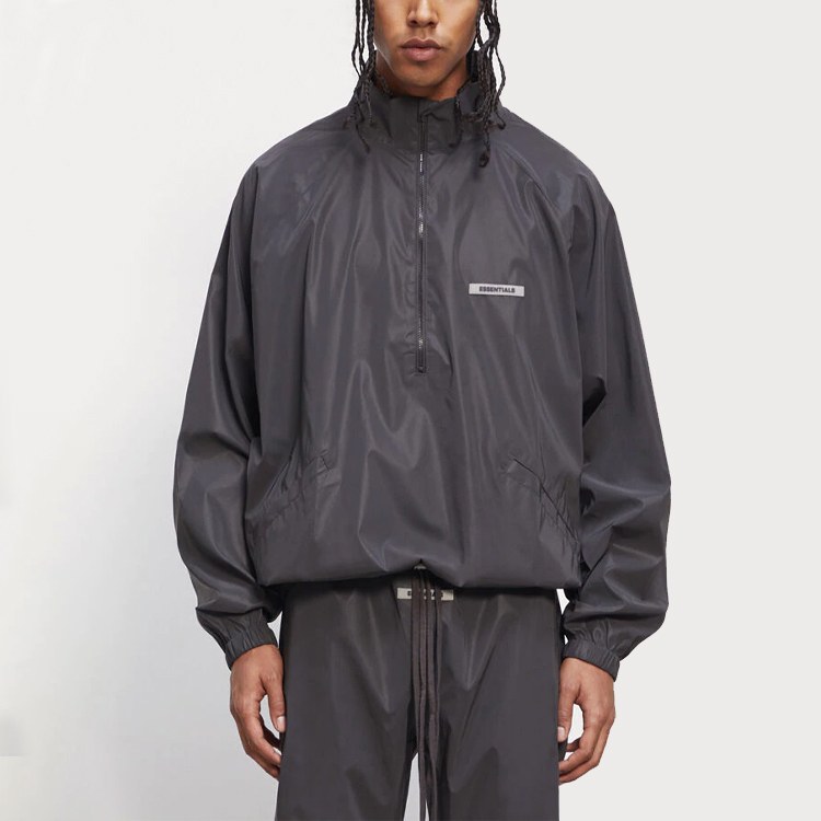 Fear of God Essentials FW20 Reflective Half Zip Track Pullover Black