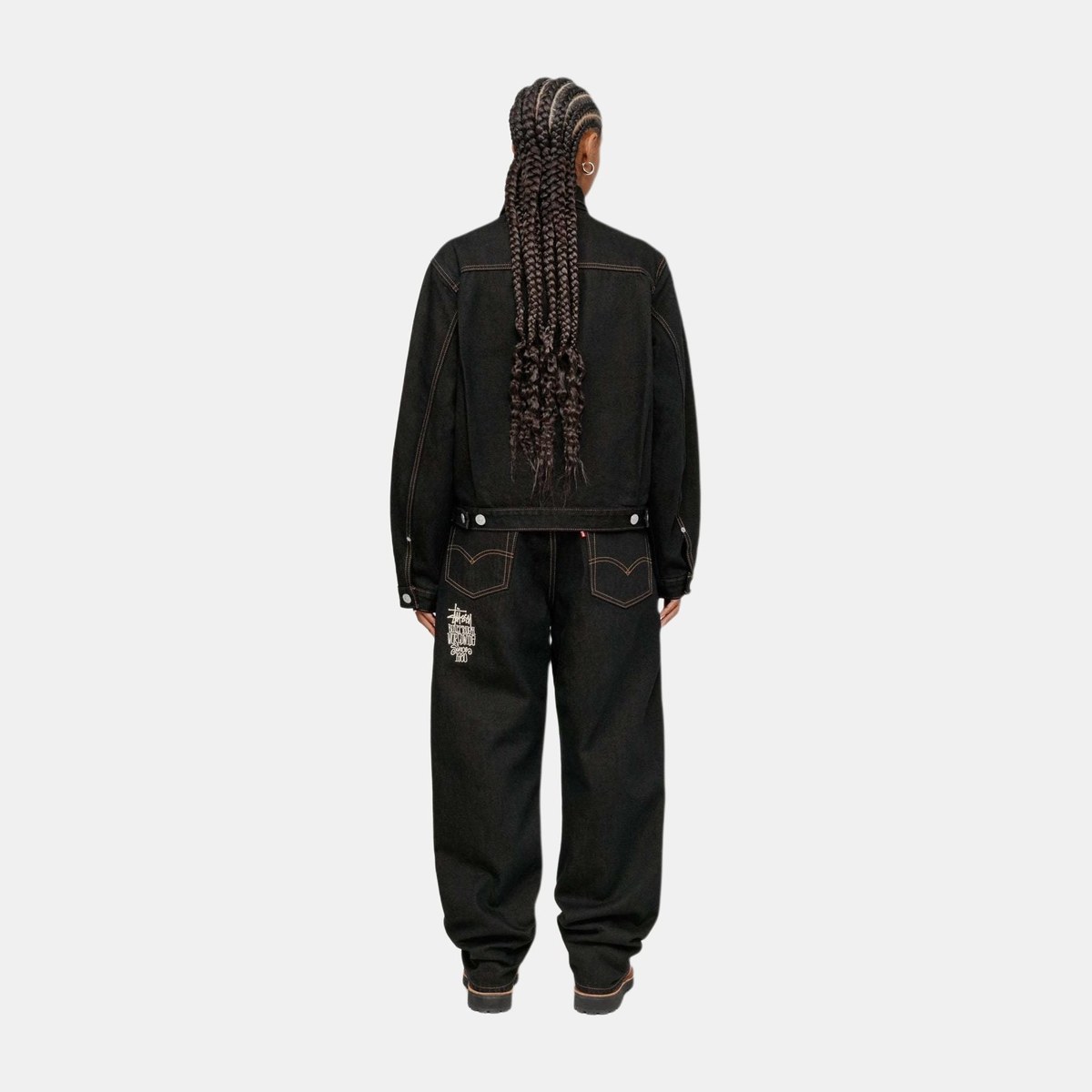 Stussy x Levi's SS24 Logo Embroidered Jeans Black
