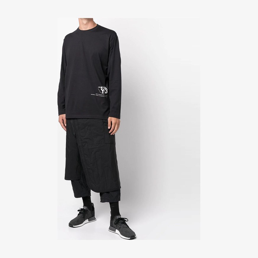 Y-3 Logo Long Sleeve Tee Black