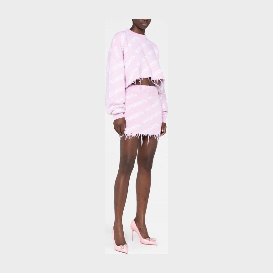 Vetements Logo Jacquard Skirt Pink