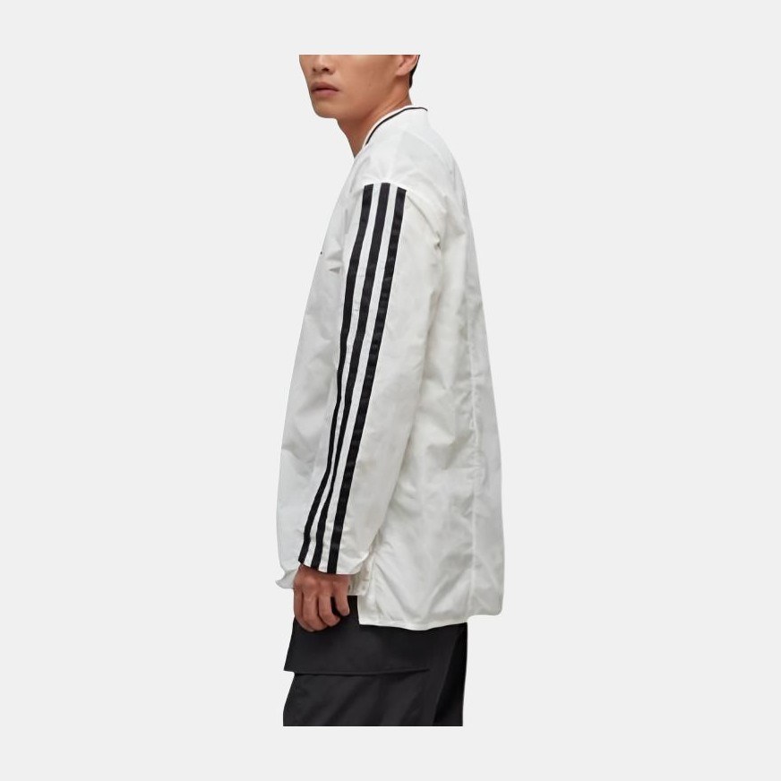 Y-3 V-Neck Striped Long Sleeve Tee White