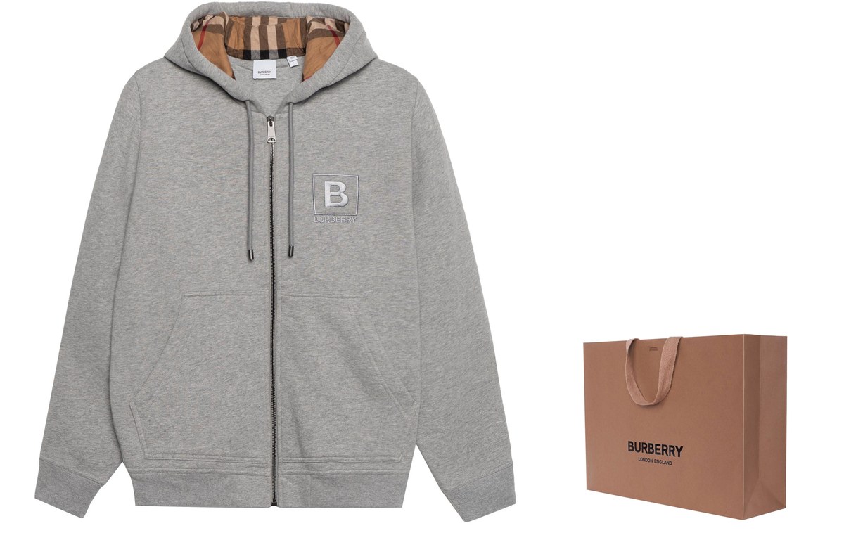 Burberry Logo Hoodie Light Grey