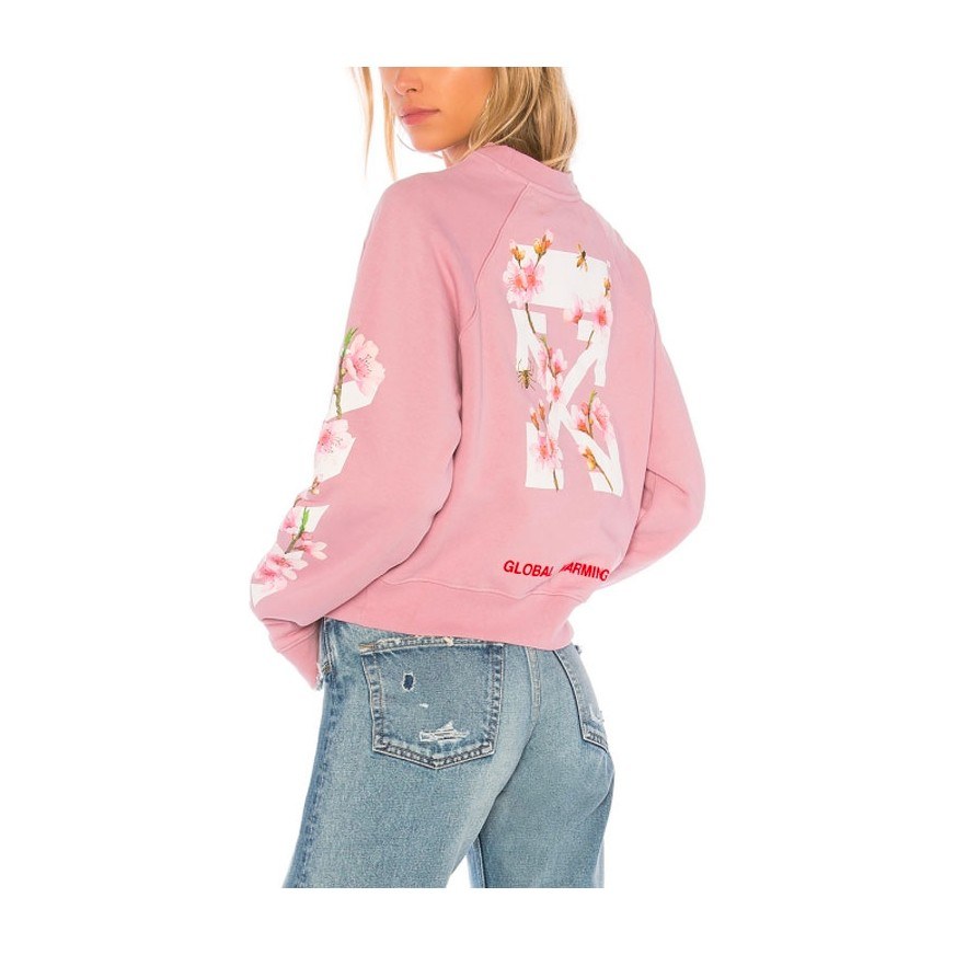 OFF-WHITE Virgil Abloh FW Pink Floral Bee Crewneck