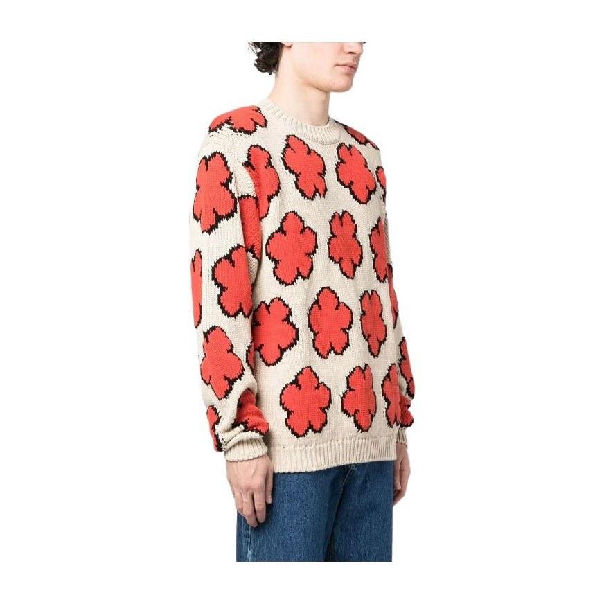 KENZO SS23 Floral Knit Sweater Beige