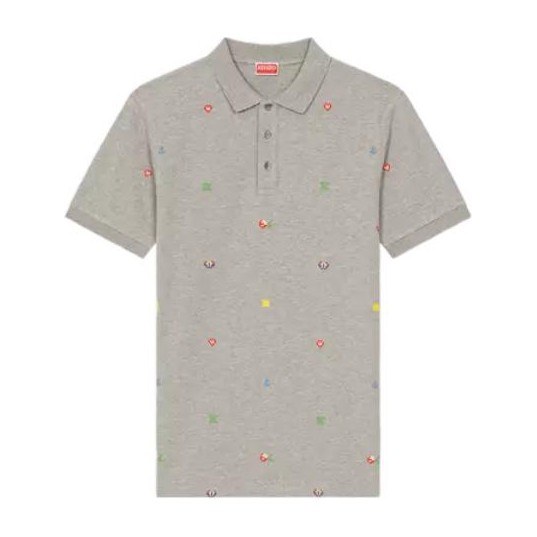 KENZO x Nigo Pixel Flower Polo Pearl Grey
