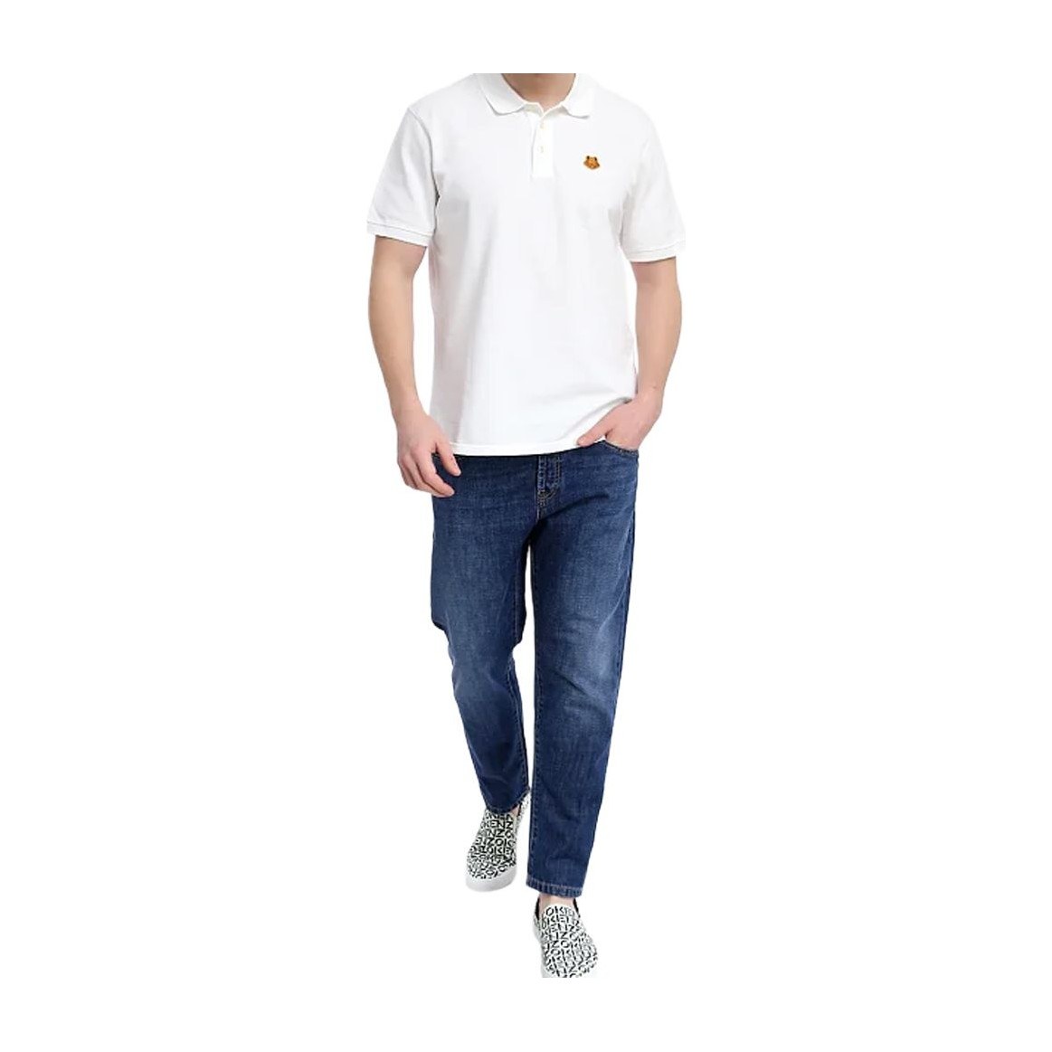 KENZO Classic Embroidered Logo Polo White