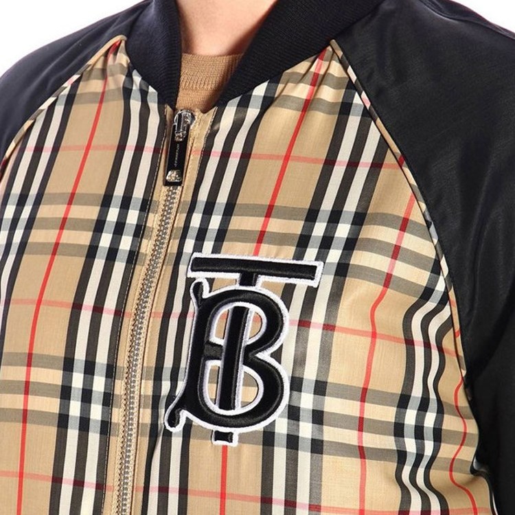 Burberry Classic Logo Check Bomber Jacket Brown
