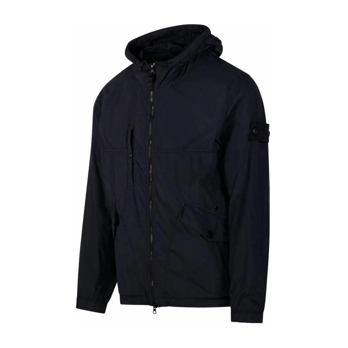 Stone Island SS25 Phantom Nylon Hooded Zip Jacket Black