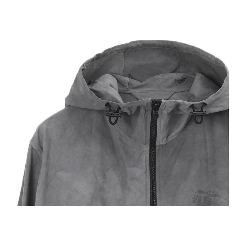 Burberry SS23 Logo Print Hooded Zip Jacket Grey