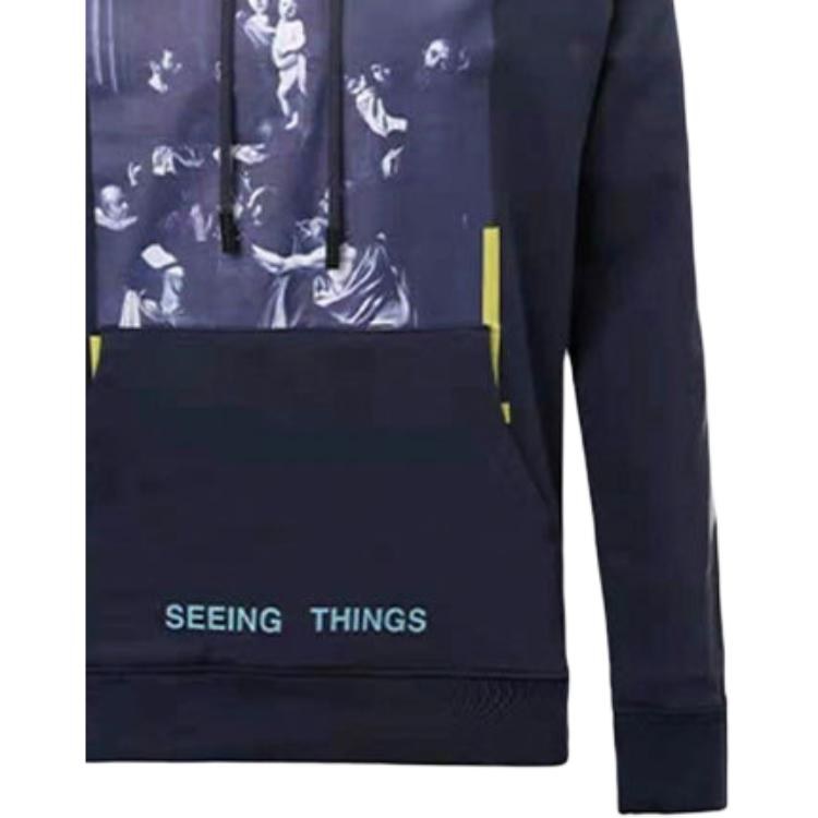 OFF-WHITE Logo Print Hoodie Navy