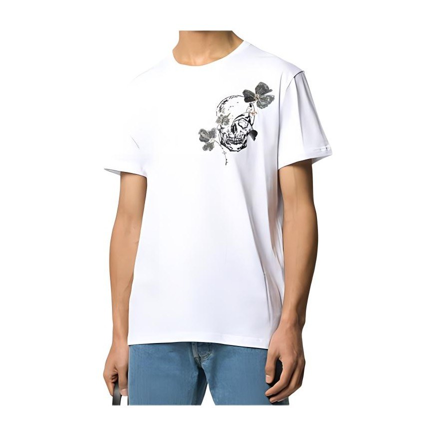 Alexander McQueen Skull Floral Print T-Shirt White