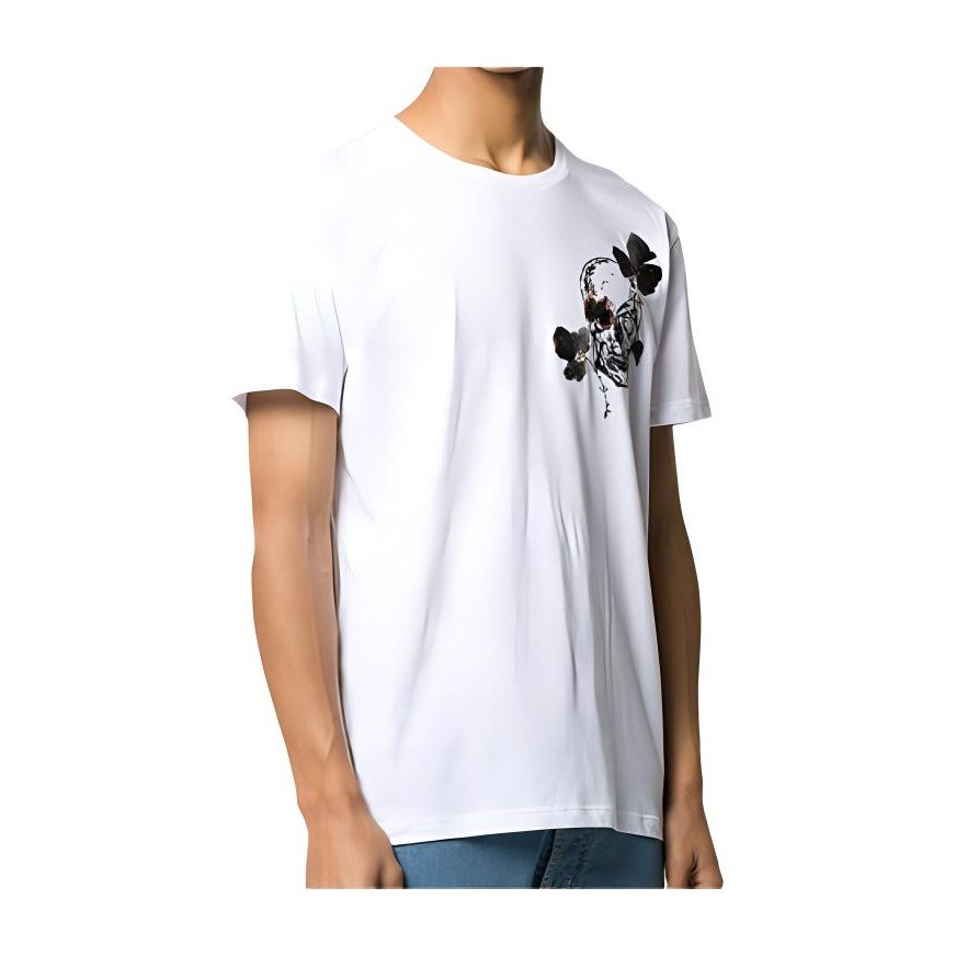 Alexander McQueen Skull Floral Print T-Shirt White