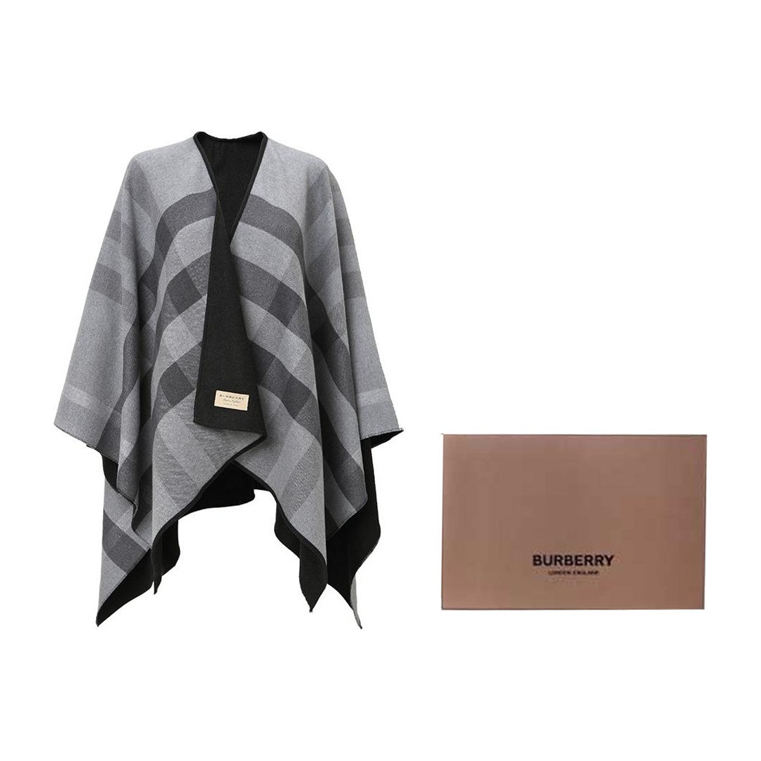 Burberry FW22 Wool Reversible Poncho Jacket Charcoal