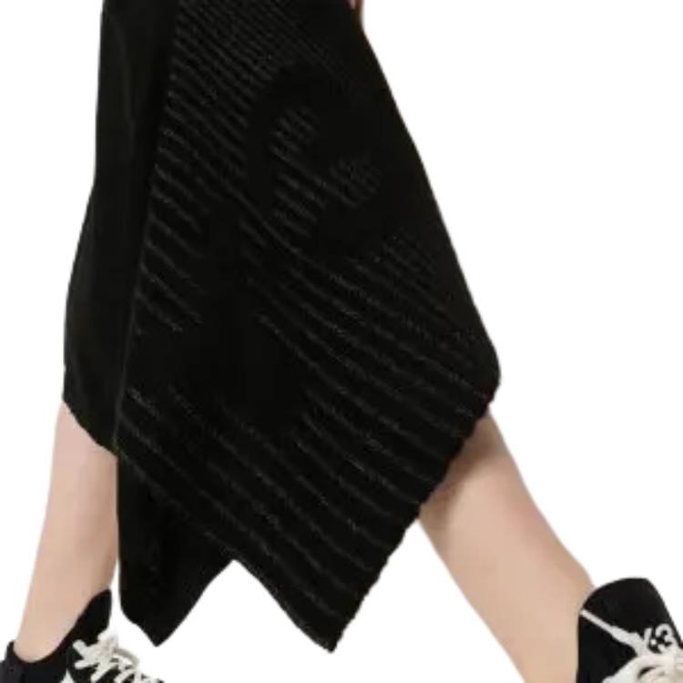 Y-3 Logo Irregular Reflective Skirt Black