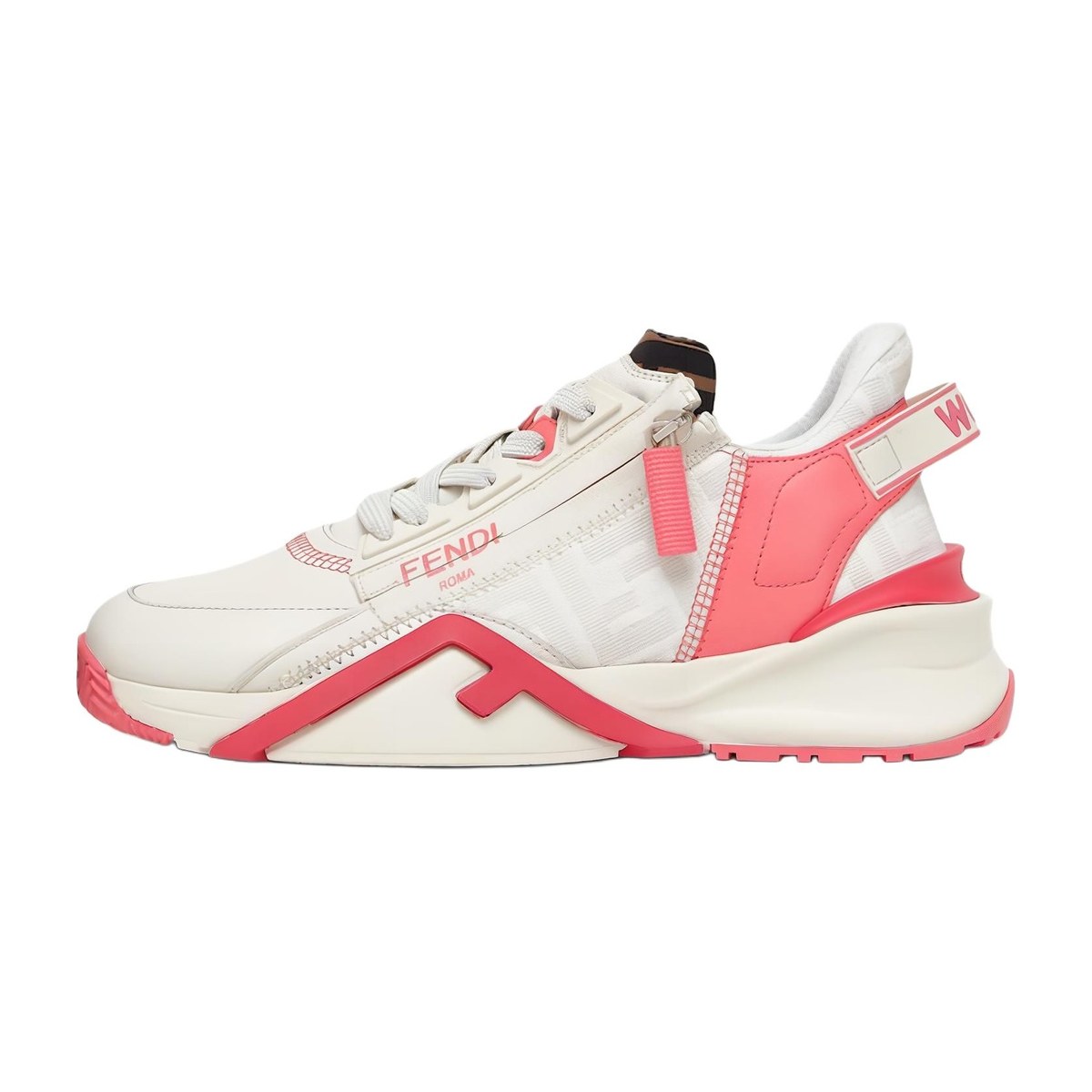 Fendi Flow Lace-Up Low Sneakers Pink White