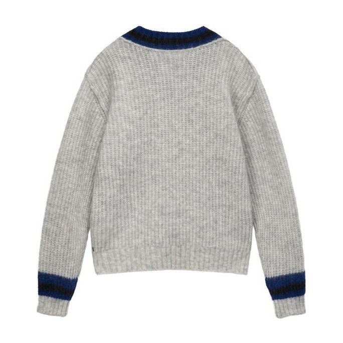 Stussy FW22 V-Neck Pullover Wool Sweater Gray