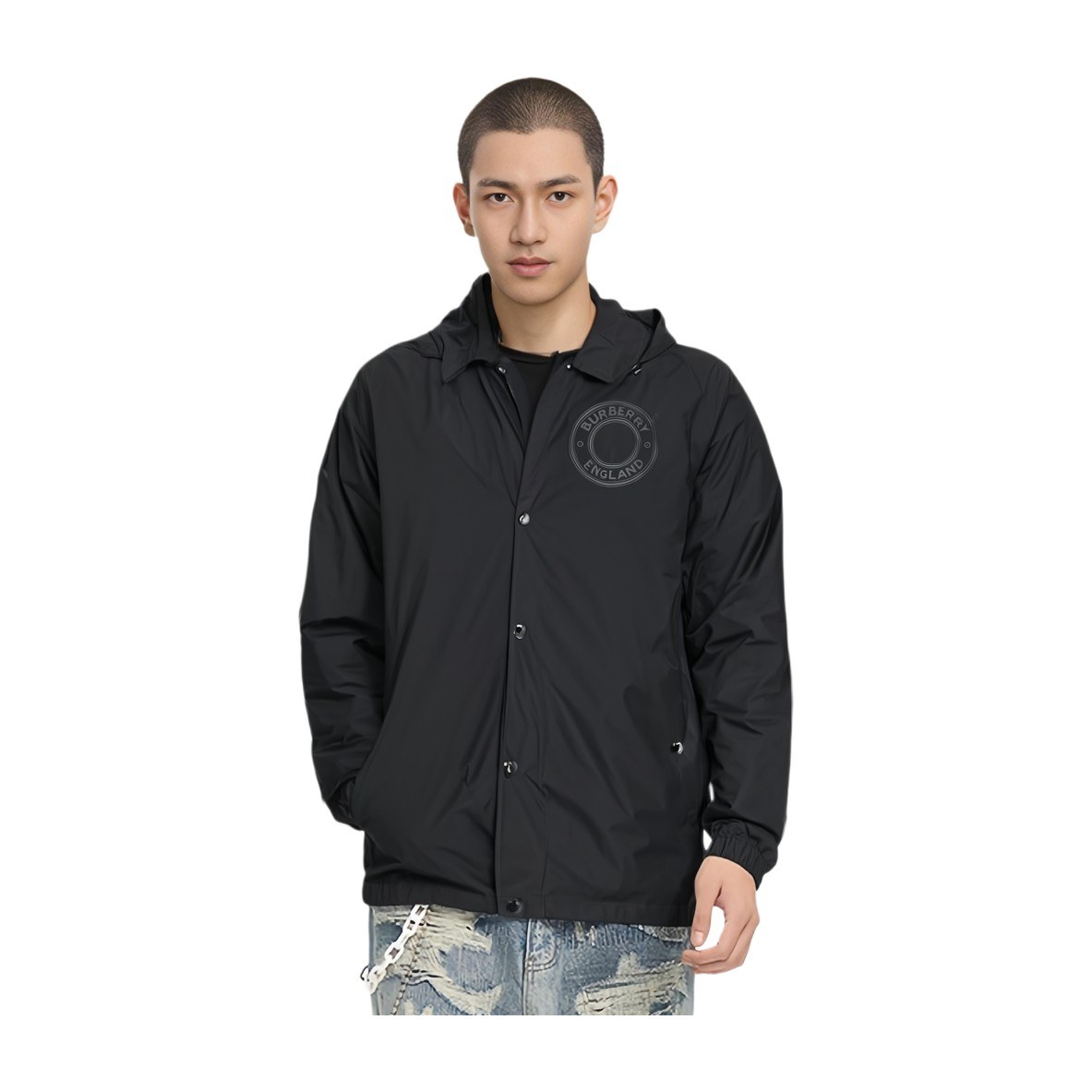 Burberry Detachable Hood Logo Jacket Black