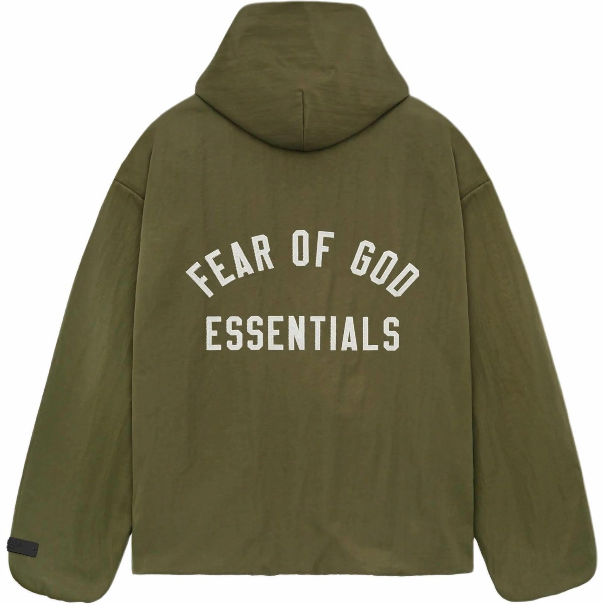 Fear of God Essentials Textured Nylon Hooded Coaches Jacket Military