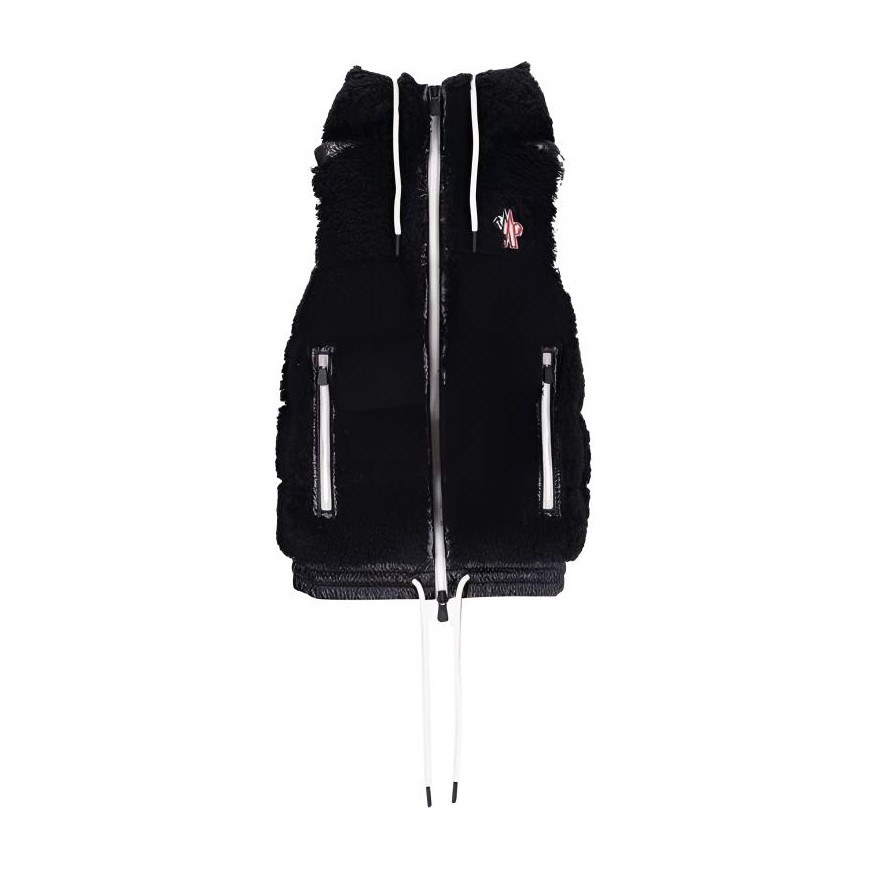 Moncler Logo Mid-Length Hooded Vest Black