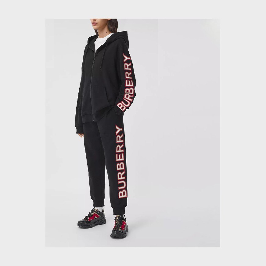 Burberry Logo Print Hoodie Jacket Black