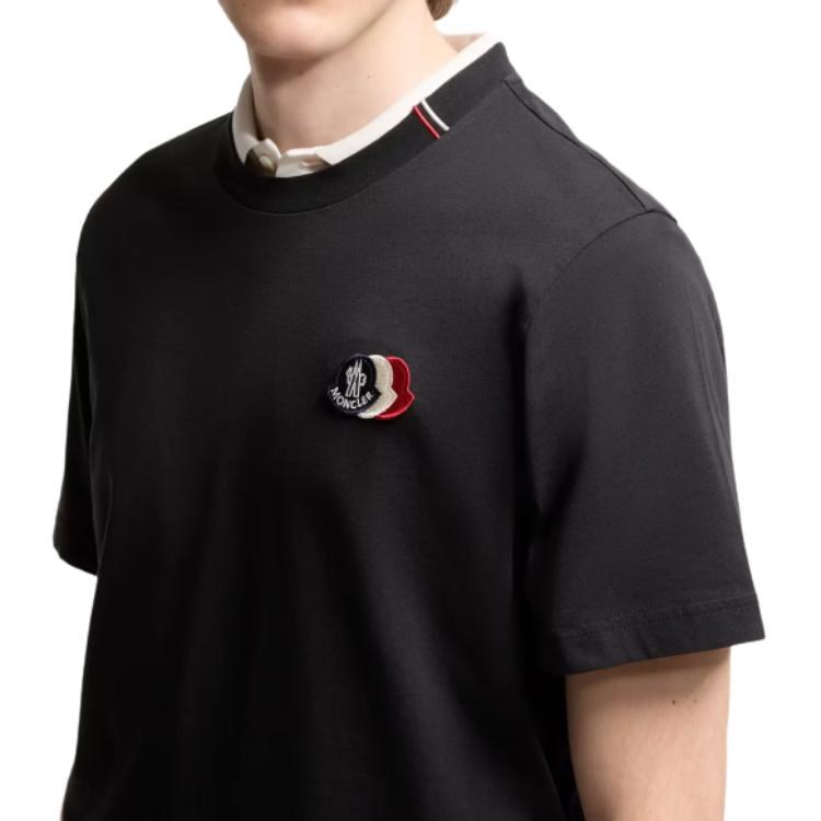 Moncler SS26 Embroidered Tricolor Cotton T-Shirt Logo T