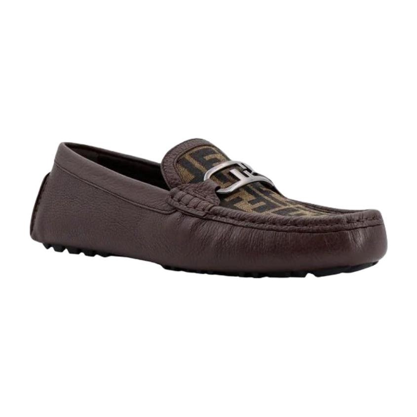 Fendi Leather Slip-On Loafers Brown