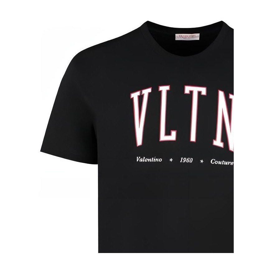 Valentino SS23 Red Outline Letter Print T-Shirt Black